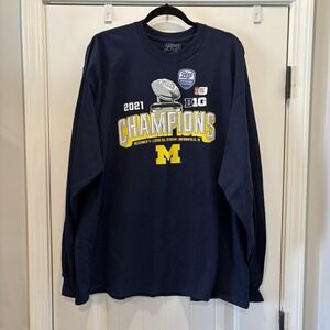 Blue 84 University Of Michigan 2021 Big 10 Champions T-Shirt Blue Size XXL Y2K